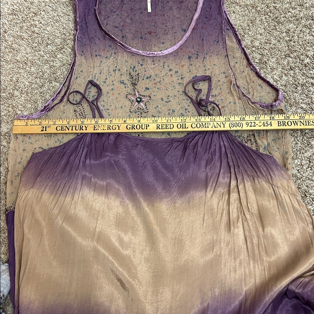Free People Twilight Embellished Embroidered Tie Dye‎ Midi Dress Orchid Combo M - Picture 12 of 12